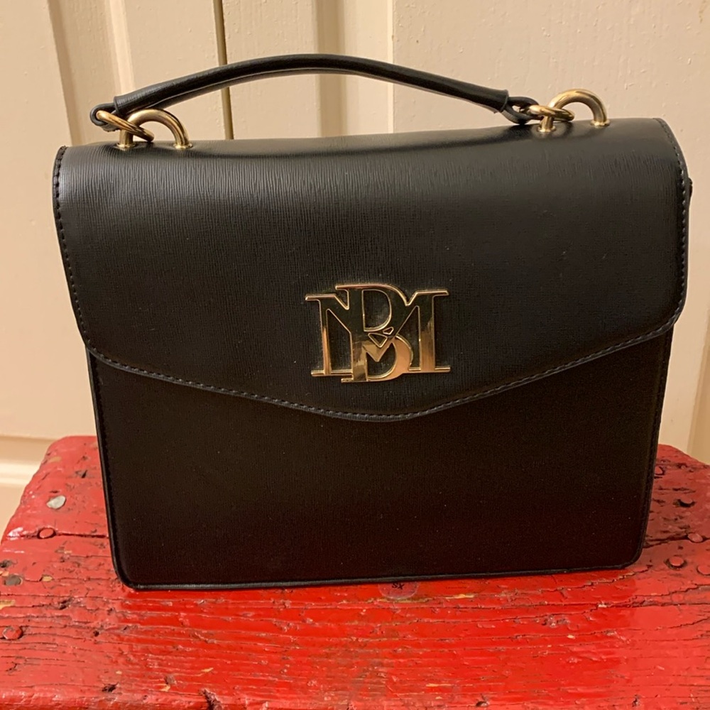 Badgley Mischka Black Leather Satchel Purse